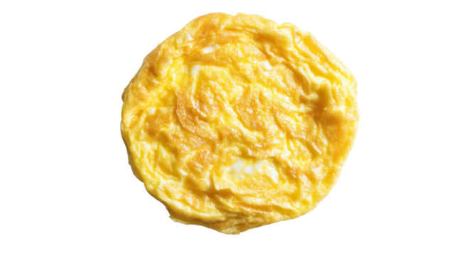 Fluffy scrambled eggs, breakfast food. Golden fried egg, round, delicious. Scrambled egg, overhead view.
