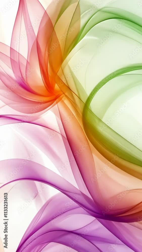 Poster colorful waves of translucent fabric create an artistic flow with vibrant hues in a soft, abstract c