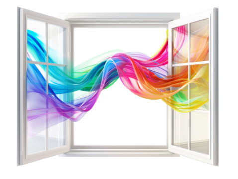 Rainbow Waves Through Open Window: A Vibrant Digital Art