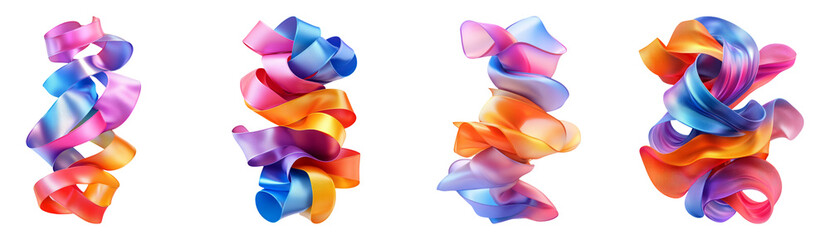 Obraz premium Colorful Ribbons Isolated on Transparent Background