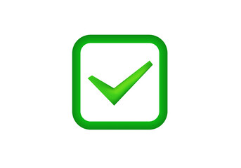 A vibrant green check mark icon inside a square symbolizing approval, success, and completion.