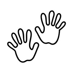Obraz premium children s handprints icon, children’s day line art, children icon - simple black line art icon of children s handprints for children’s day topic celebrations. children vector art.