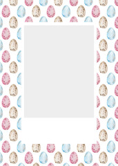 Happy Easter Card with photo frame of Easter Eggs in pastel colors