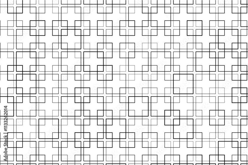 Aufkleber Abstract pattern of intersecting squares with varying thicknesses and alignments
