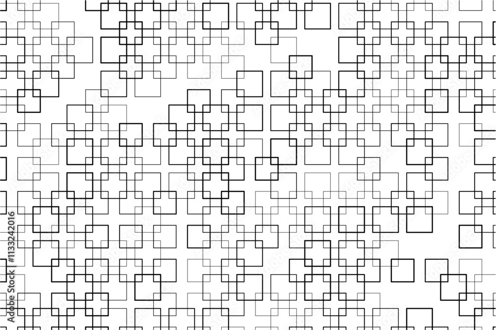 Aufkleber Abstract pattern of intersecting squares with varying thicknesses and alignments