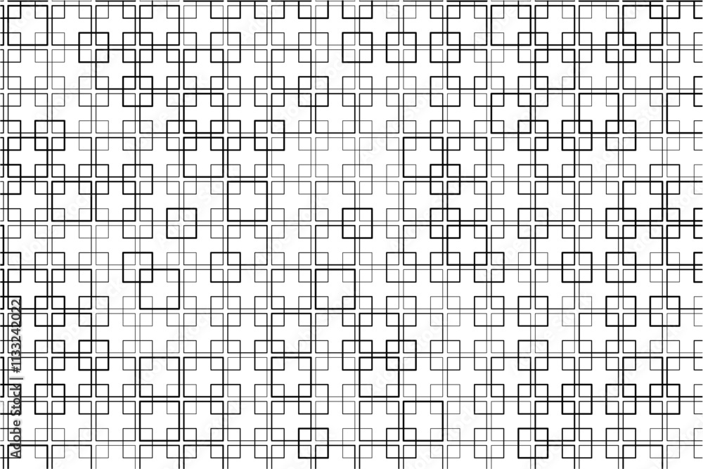 Aufkleber Abstract pattern of intersecting squares with varying thicknesses and alignments