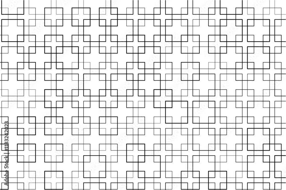 Aufkleber Abstract pattern of intersecting squares with varying thicknesses and alignments