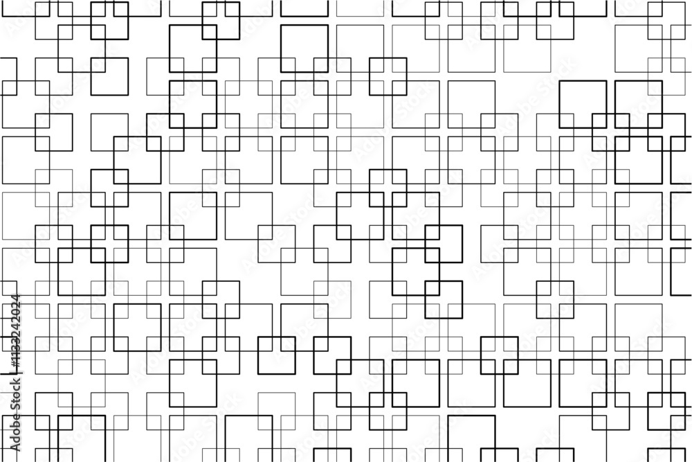 Aufkleber Abstract pattern of intersecting squares with varying thicknesses and alignments