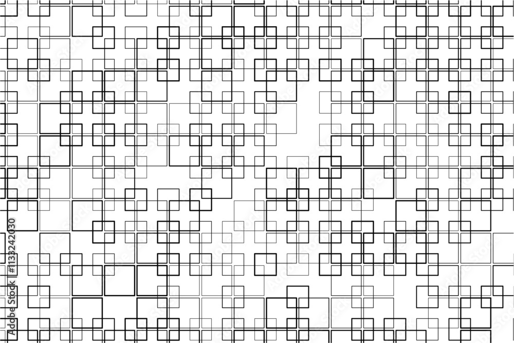 Aufkleber Abstract pattern of intersecting squares with varying thicknesses and alignments
