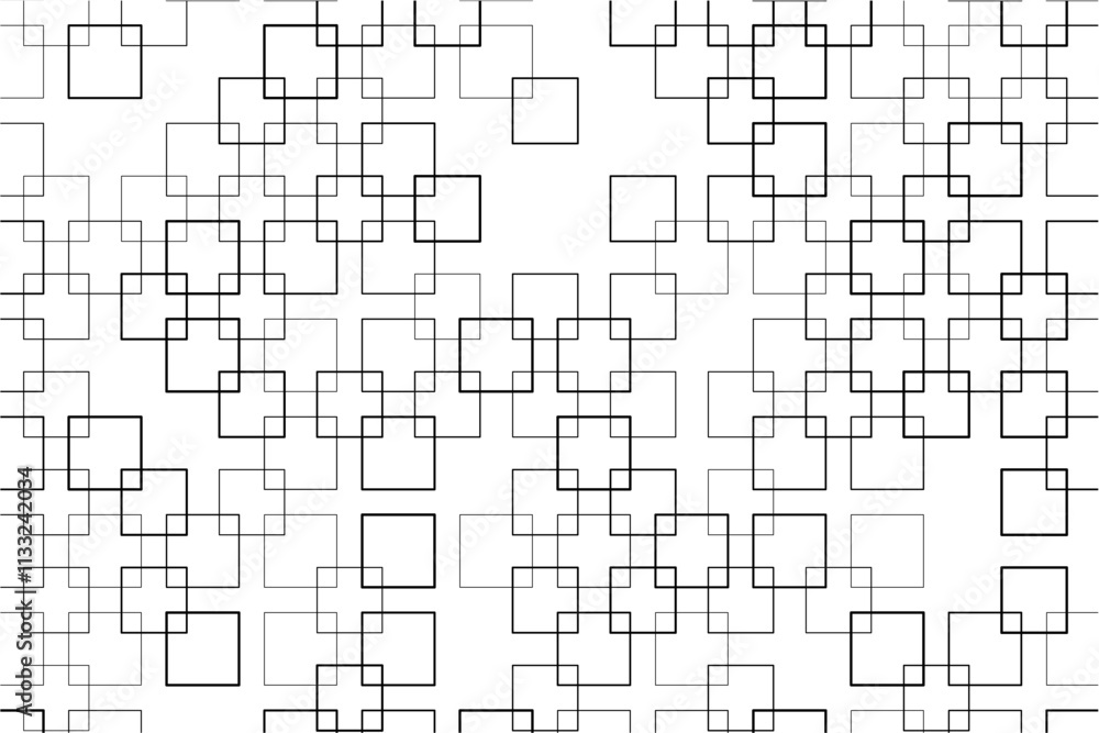 Aufkleber Abstract pattern of intersecting squares with varying thicknesses and alignments