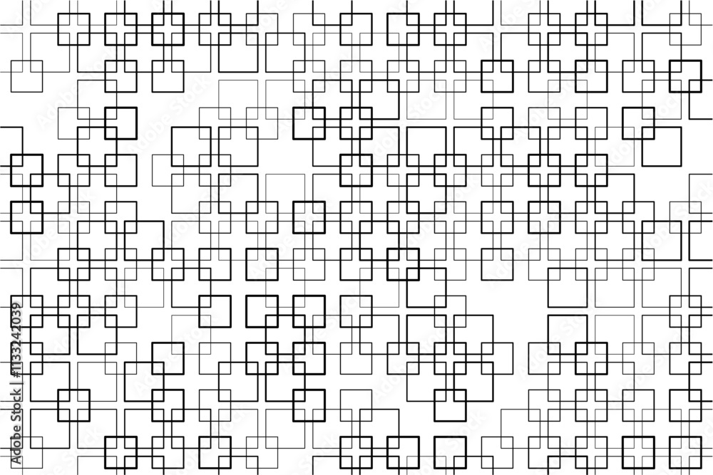 Aufkleber Abstract pattern of intersecting squares with varying thicknesses and alignments