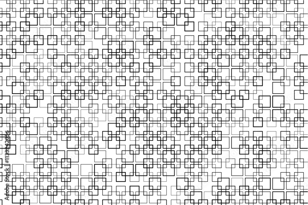 Aufkleber Abstract pattern of intersecting squares with varying thicknesses and alignments