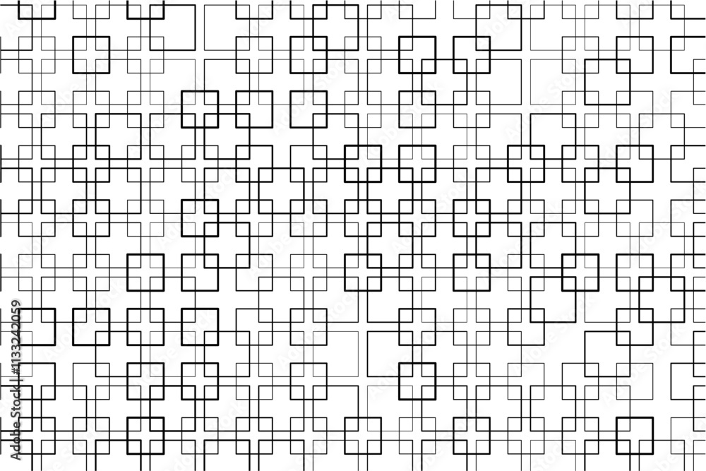Aufkleber Abstract pattern of intersecting squares with varying thicknesses and alignments