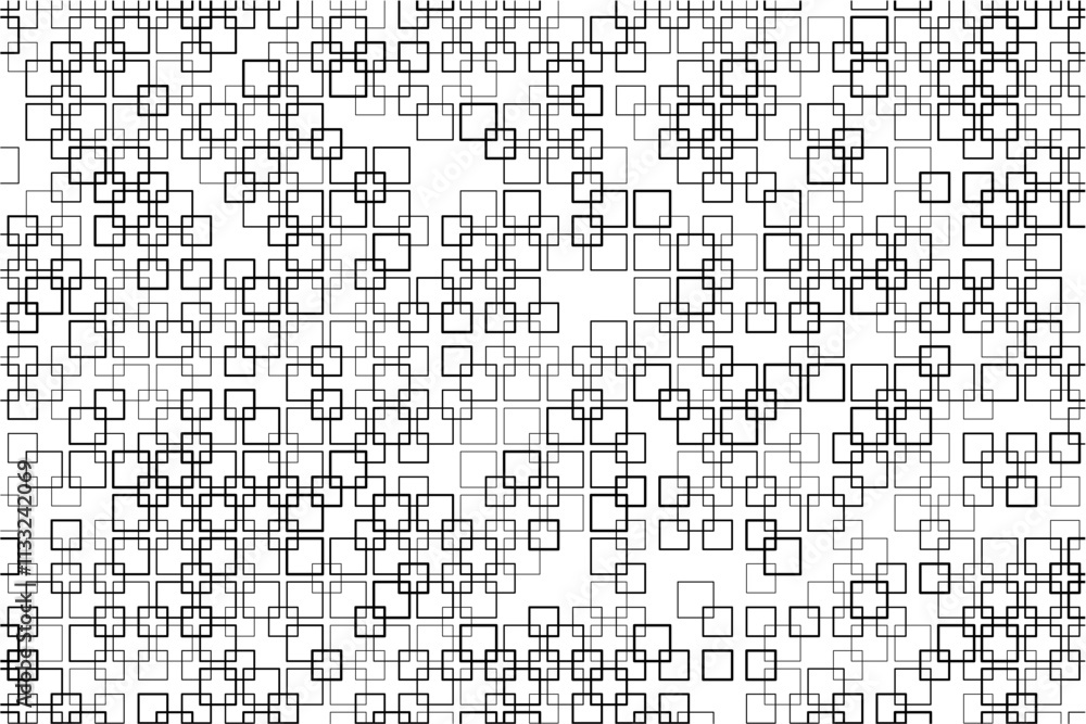 Aufkleber Abstract pattern of intersecting squares with varying thicknesses and alignments