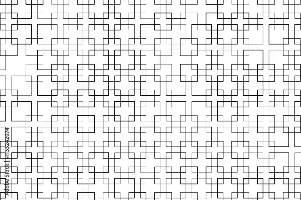 Aufkleber Abstract pattern of intersecting squares with varying thicknesses and alignments