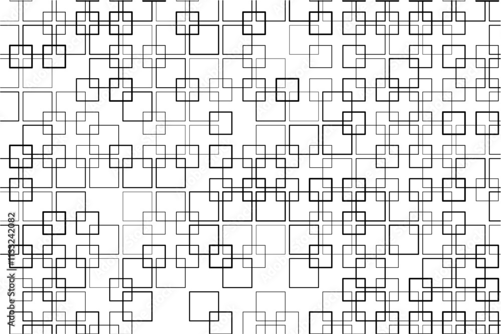 Aufkleber Abstract pattern of intersecting squares with varying thicknesses and alignments