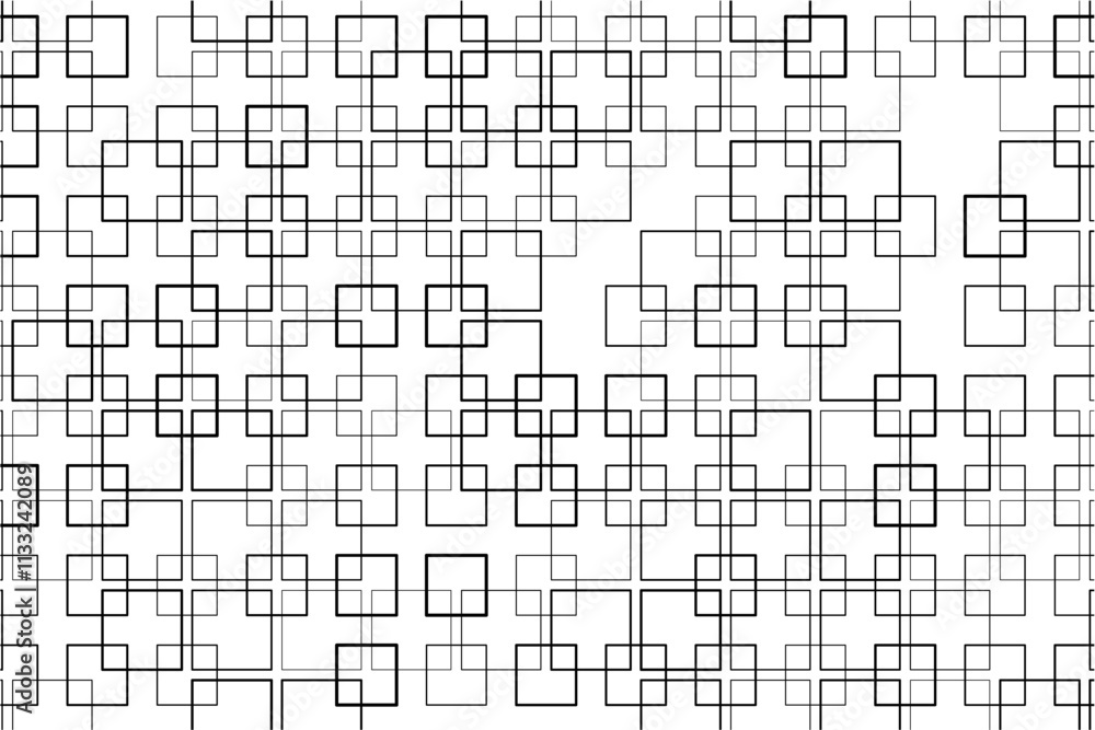 Aufkleber Abstract pattern of intersecting squares with varying thicknesses and alignments