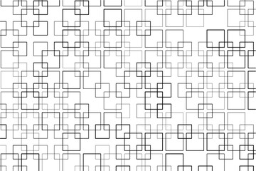 Abstract pattern of intersecting squares with varying thicknesses and alignments