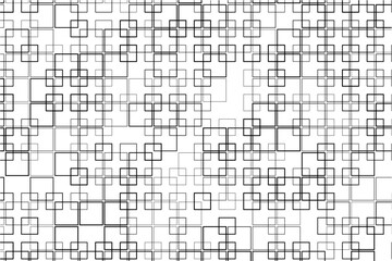 Abstract pattern of intersecting squares with varying thicknesses and alignments