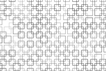 Abstract pattern of intersecting squares with varying thicknesses and alignments