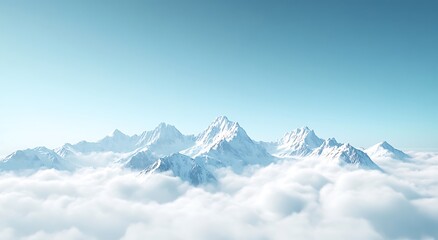 Obraz premium Snowy mountains surrounded by clouds, winter background