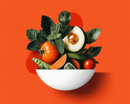 An imaginative vegetarian cookbook cover, emphasizing sustainability and balance in every dish