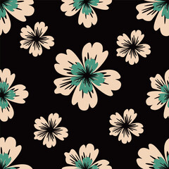 Seamless floral pattern, liberty ditsy print of mini pretty bouquets. Cute botanical design: small hand drawn flowers, tiny leaves in an abstract composition on a light background