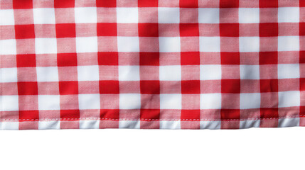 Red and white checkered fabric with classic pattern, perfect for various uses, full depth of field. PNG transparent.