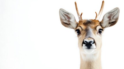 Obraz premium 4. A reindeer looking forward with a curious expression, standing on a clean white background