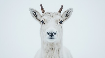23. A reindeer facing forward with a serene and calm expression on a white background