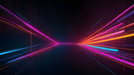 a series of neon lines with a blue background.