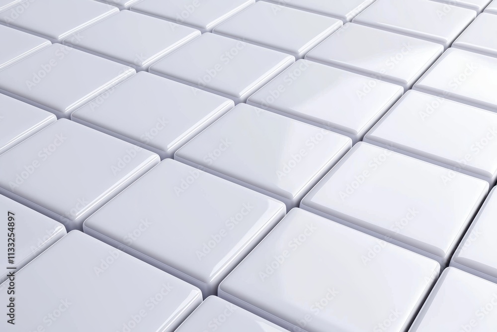 Poster a seamless arrangement of glossy white tiles, creating a clean and modern surface ideal for various 