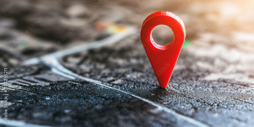 Aufkleber red location pin on map symbolizes navigation and GPS based assistance
