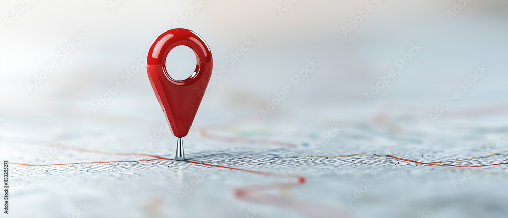 Aufkleber red map pin on detailed map symbolizes navigation and location