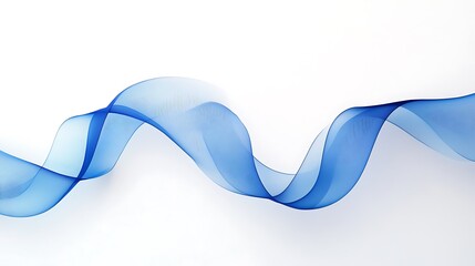 29. A thin blue ribbon forming random loops and curves as it rests on a white background