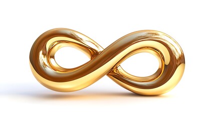 23. A golden ribbon flowing in a figure-eight shape on a white background