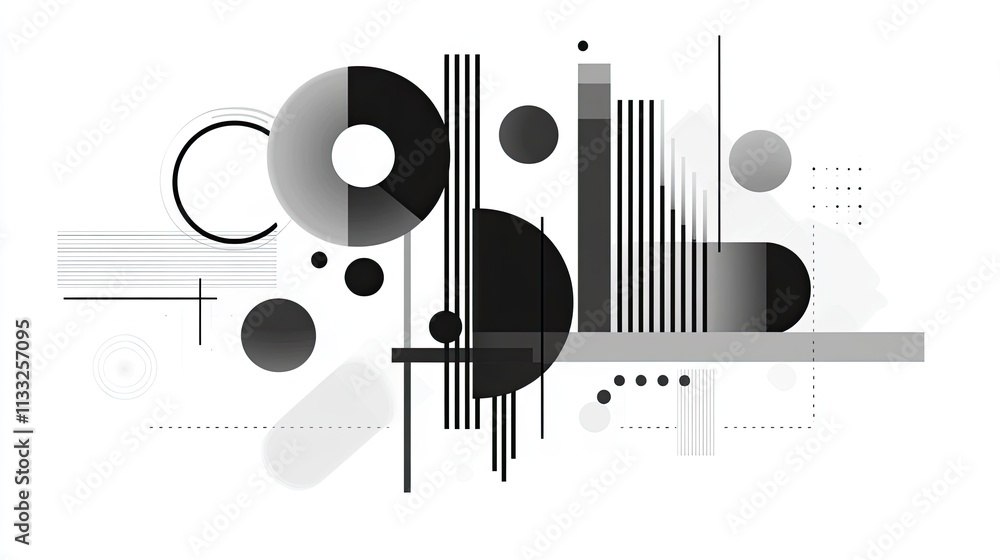 Poster grayscale abstract design with clean lines and smooth transitions, evoking serenity and balance.