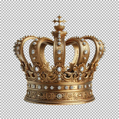 Lavish Gold Crown with Precious Stones on transparent background, png, psd  © Akshay