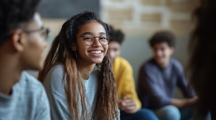 Obraz premium High school students in a mentorship program learning life skills