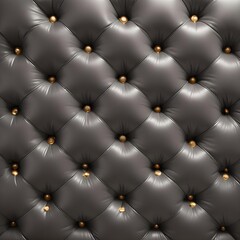 Fototapeta premium A white leather upholstered surface with a diamond-shaped tufted pattern and golden studs