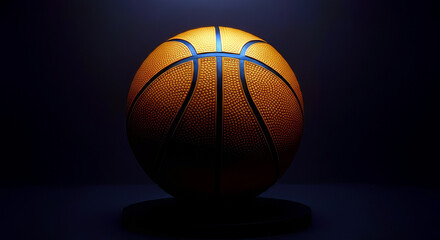 Obraz premium Neon Hoops: Basketball in a Dark Glow