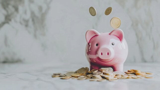 Broken piggy bank with coins scattered around, symbolizing financial struggle and the need for careful budgeting and saving.