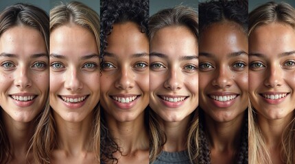 Fototapeta premium A collection of various faces representing different individuals and showing a variety of nationalities. Diversity of nationalities.