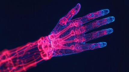 Naklejka premium Digital illustration of carpal tunnel syndrome with interactive pain relief options