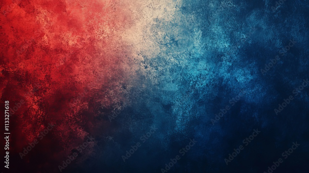 Poster blue red colors gradient background with a grainy texture, generative ai