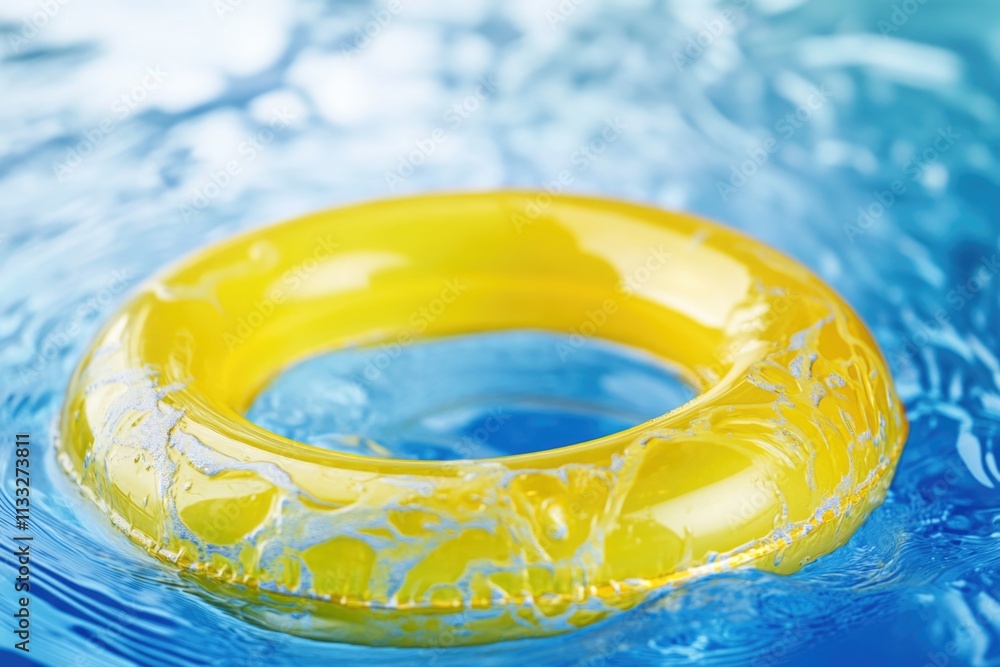 Poster a yellow inflatable ring floats in a pool