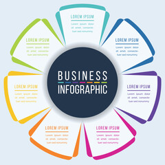 Fototapeta premium 7 Options Infographic design 7 Steps, objects, elements or options business information template