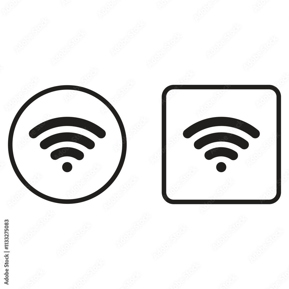 Poster wifi icon set in circle and square isolated on white background . wireless sign . vector illustratio