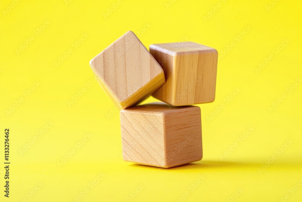 Poster three wooden blocks stacked vertically, a simple yet effective way to organize or display