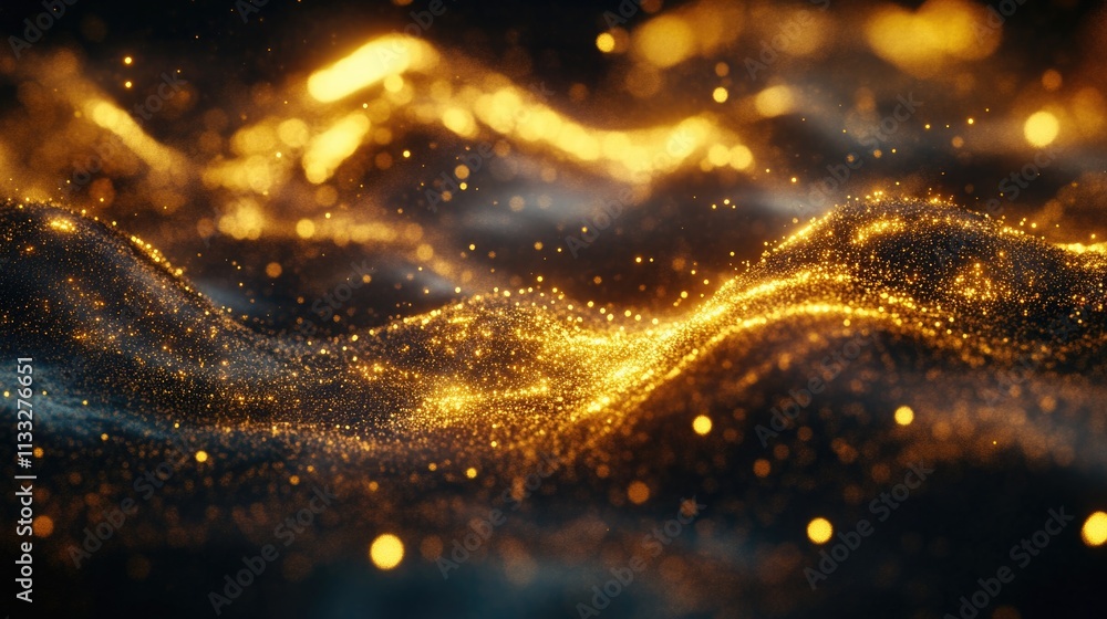 Poster A blurry image of a golden wave, ideal for use as a background or texture